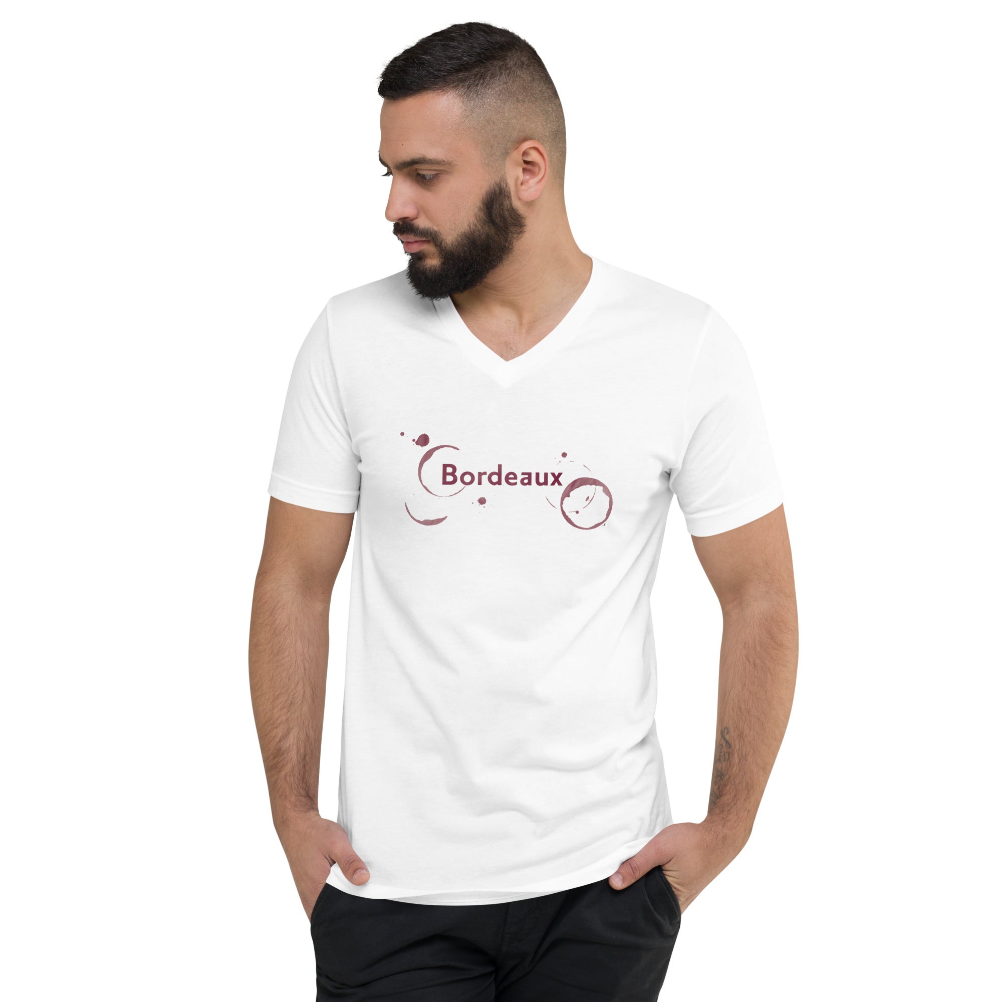 Bordeaux Unisex Short Sleeve V-Neck T-Shirt