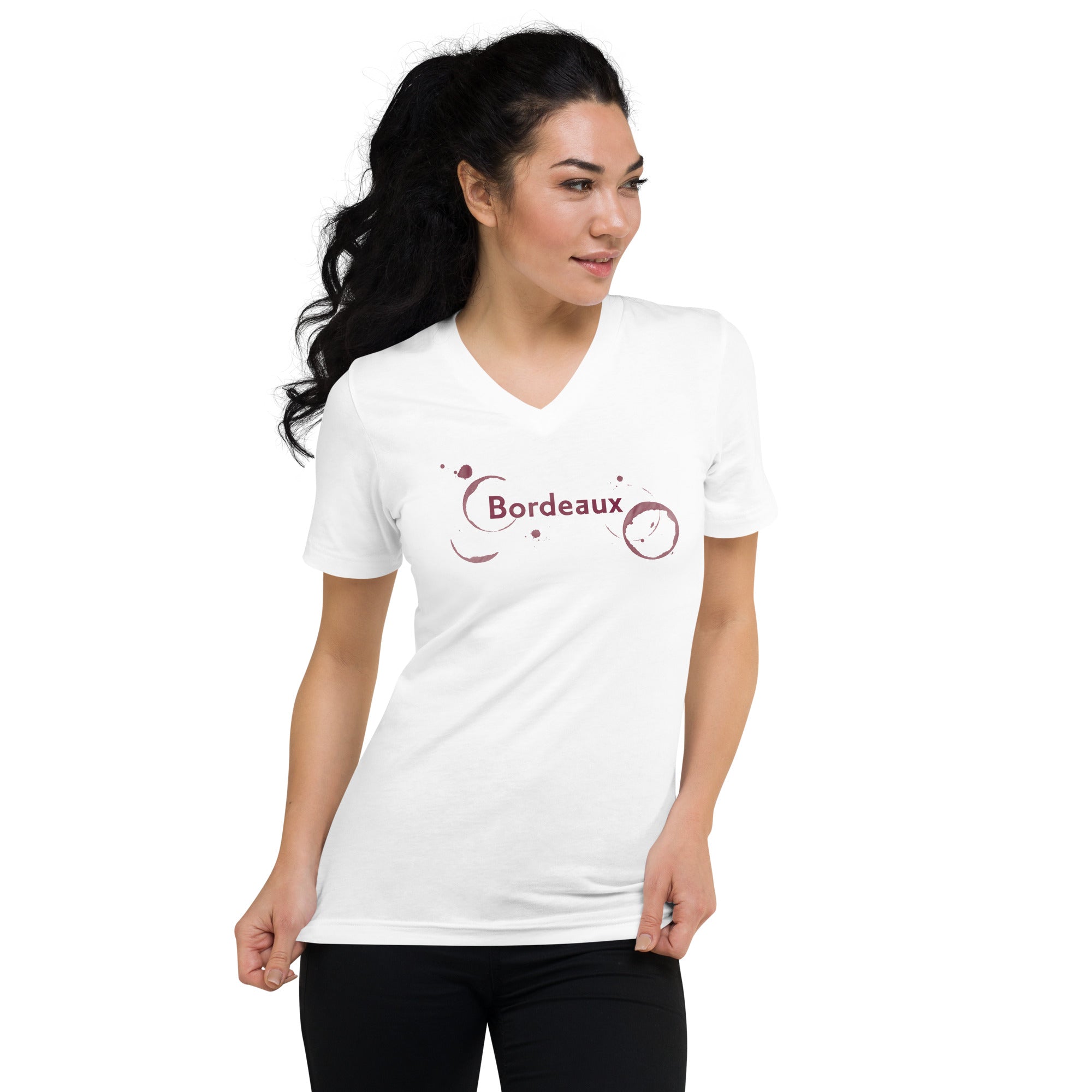 Bordeaux Unisex Short Sleeve V-Neck T-Shirt