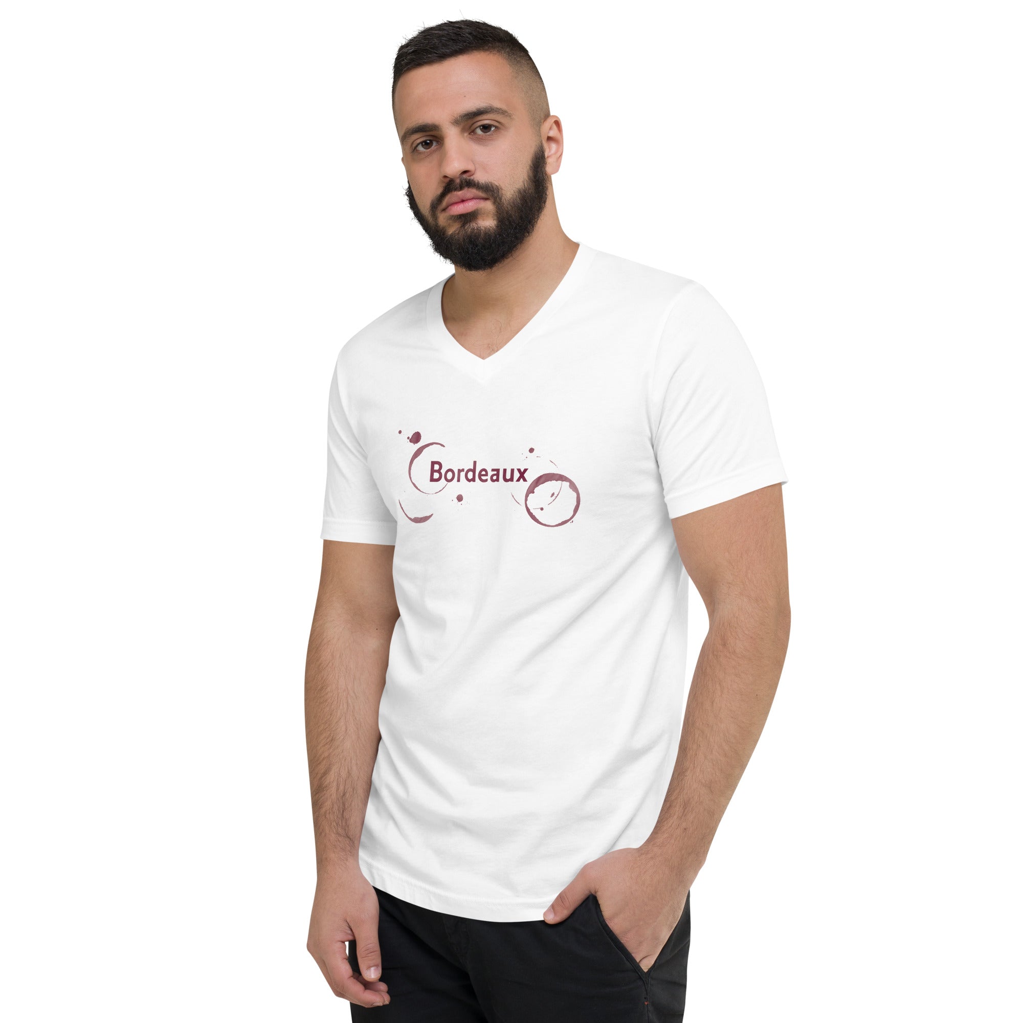 Bordeaux Unisex Short Sleeve V-Neck T-Shirt